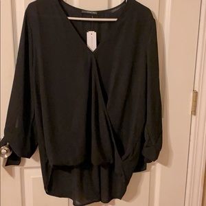 Classy Black Tie sleeve high low blouse